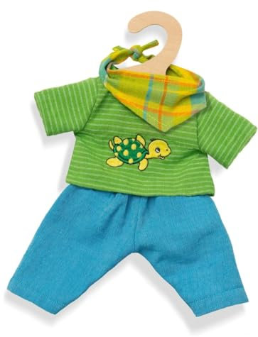 Heless 1721 - Fair Trade Bekleidungs-Set für Puppen, Outfit Max, 3 teilig mit Hose, Shirt und pfiffigem Halstuch, Größe 28 - 35 cm