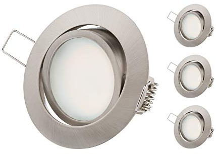 TEVEA Ultra Flach LED Einbaustrahler - Warmweiss Kaltweiss - 5.5W 230V Edelstahl Optik Schwenkbar - Einbauspots - Einbauleuchten (5.5W-Kaltweiss-3er)
