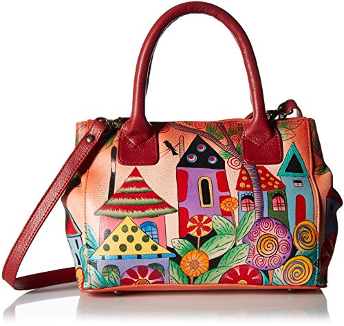 Anna by Anuschka Damen Handtasche aus echtem Leder, klein, wandelbar, handbemalt
