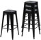 Mendler 4er-Set Barhocker HWC-A73, Barstuhl Tresenhocker, Metall Industriedesign stapelbar - schwarz