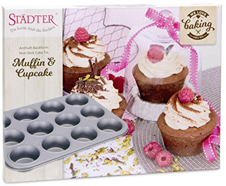 Städter Muffin Backform, Metall, Grau, 35 cm