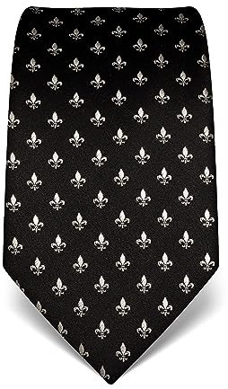 Vincenzo Boretti Herren Krawatte reine Seide Fleur-de-Lis Muster edel Männer-Design zum Hemd mit Anzug für Business Hochzeit 8 cm schmal/breit schwarz