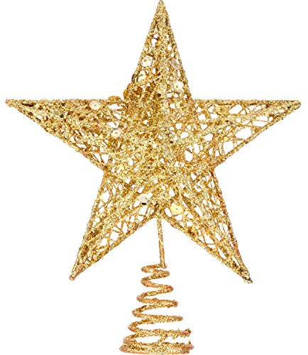 8 Zoll Schön Glitter Weihnachtsbaum Topper Stern Baum Topper für Weihnachtsbaum Dekoration (Gold)