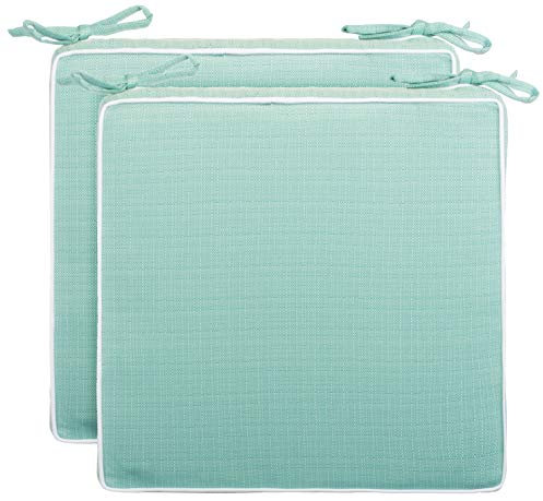 Brandsseller 2er Set Sitzkissen 40x40x4 cm – Wasser- & schmutzabweisende Stuhlkissen mit Bindebändern in Leinenoptk – Für Innen & Außen – Garten, Terrasse, Küche – Mint