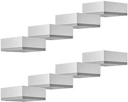 SOTECH 8er Set Möbelbeine Motel 25 mm 65 x 65 mm Silberoptik eloxiert Sockelfüße aus Aluminium