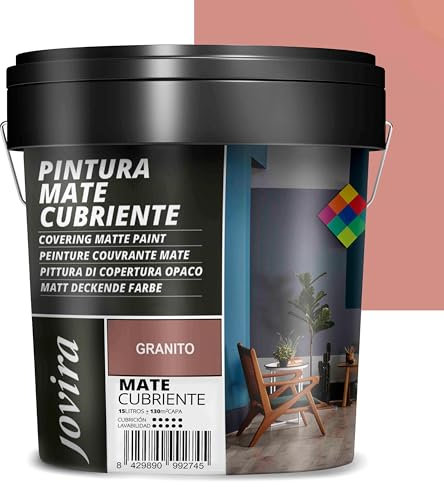JOVIRA PINTURAS Pintura Mate Cubriente | 24 colores | Pintura interior-exterior con excelente poder cubriente. (15 Litros, Granito)