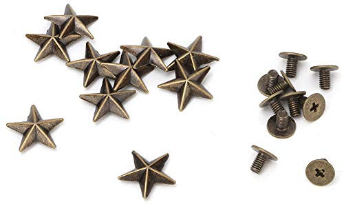 Oumefar 10 Pièces Vis étoile en Métal Clou Rivet Goujon Rivet Pointe Vis pour Cuir Artisanat Ceinture Sacs Chaussures Bricolage Décoration(14mm convex bronze)