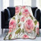 LISNIANY Flanell Fleece Soft Throw Decke，Alte rosa Blumengrußknospe englische Rosen Rosenmuster Natur Vintage antiker Garten weiße Blume，für Sofas Sofa Stühle Couch Leicht,warm und gemütlich 204x153cm