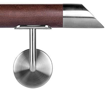 Buche gebeitzt auf Wenge Holzhandlauf Ø 42,4 mm Wandhandlauf 190 cm 2 Halter schräg 45°