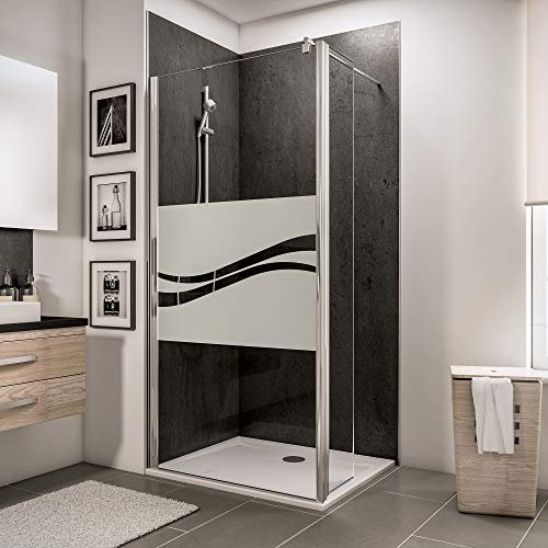 Schulte paroi de douche fixe à l’italienne 90 x 190 cm, avec déflecteur 30 cm pivotant 180°, barre 122 cm incluse, profilé aspect chromé, verre de sécurité 5 mm antical, réglage 90.0-91.8 cm