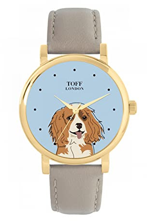 Toff London Cavlier King Charles Kopf Hund Uhr Damen 38mm Gehäuse 3atm wasserdicht Custom Designed Quarz Uhrwerk Luxus Modisch
