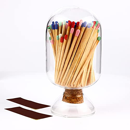 Matches in a Jar with Striker, Glass Match Holder with Striker, Match Cloche with Striker, Fancy Bathroom Matches Cloche Bottle, Bathroom Matches Holder with Striker - Matches NOT Included(500ml)