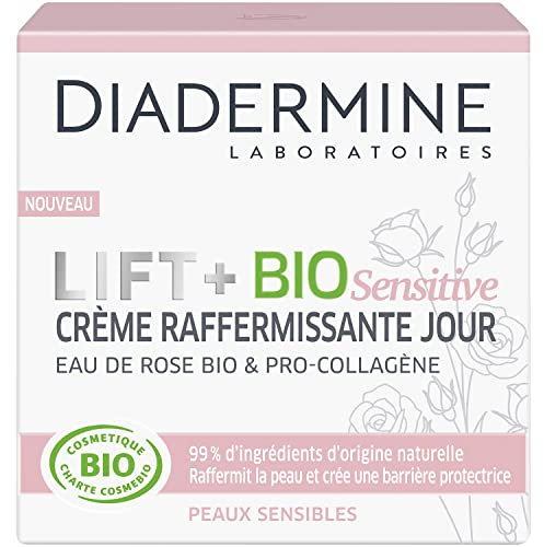 Diadermine Lift Plus BIO Sensitive - Straffende Tagescreme - Gesichtspflege - empfindliche Haut - BIO Rosenwasser und Pro Collagen - 50 ml Dose