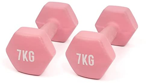Myga Neoprene Hex Dumbbells – Anti-Roll Cast Iron Hand Weights with Non-Slip Grip for Strength Training, Fitness & Full-Body Workout at Home & Gym – Choice of SINGLE or PAIR, 1kg – 10kg