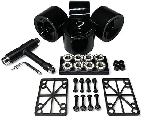 TGHY 4 Skateboard-Räder mit Kugellagern, Longboard-Rädern für Cruising-Räder, Rollschuh-Räder mit Kugellagern, Skateboard-Einsatz, 65 mm, 82 A, Schwarz