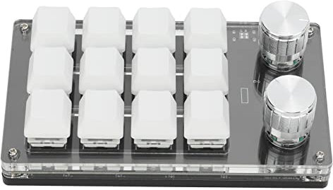 Fockety Einhändige Makro-mechanische Tastatur, tragbare multifunktionale mechanische Einhand-Gaming-Tastatur mit 12 vollständig programmierbaren Tasten und Knöpfen, für Windows, für Linux, für(Weiß)