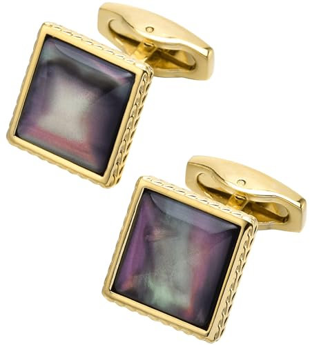 Jonwo Quadrat Galaxis Kristall Manschettenknöpfe für Herren In Geschenkbox Männer Manschettenknöpfe Men Cufflinks Hochzeit Hemd Party Geburtstag Jubiläum Kleid (Golden)