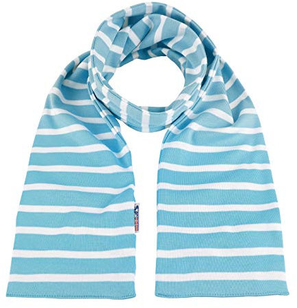 modAS Unisex Bretonischer Schal mit Streifen und uni verschieden Farben - Herrenschal Damenschal Kinderschal 20x160 cm in Aqua-Weiß