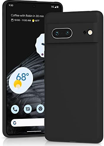 YATWIN für Google Pixel 7 Hülle, Premium Silikon Handyhülle mit Kameraschutz, Seidig-Weicher Berühren Ultra Dünne Stoßfeste Kratzfeste Schutzhülle, Schwarz