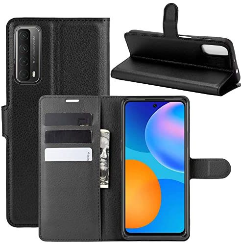 betterfon Handyhülle Kompatibel mit Huawei P-Smart (2021) | Premium Qualität TPU Klapphülle für P-Smart (2021) mit Kartenfächern | Magnetverschluss Handyhülle | Schwarz