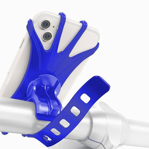 Support de téléphone pour vélo, support universel pour moto et vélo, épaississement du silicone pour landau, rotation à 360°, support amovible pour smartphone de 4,5-7,0 inch Smartphone (Bleu)
