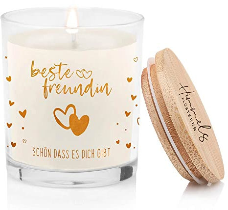 Himmelsflüsterer - Duftkerze im Glas - Beste Freundin Geschenke | Mittelgroß | weiß | Vanille Duft | Handgemacht | 100% Sojawachs | 200 g Wachs | 50h Brenndauer | Geschenk Beste Freundin Geburtstag