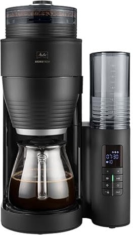 Melitta AromaFresh X - Kaffeemaschine mit Mahlwerk, Filterkaffeemaschine mit Glaskanne und Tropfstopp, für bis zu 10 Tassen Kaffee, schwarz/silber