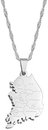 LODMLOER Republik Korea &Amp; Stadt Name Anhänger Halsketten Für Frauen Mädchen Südkorea Schmuck Karten Koreanisch Atriotic Geschenk Modeschmuck Beste Freundin Geschenk Pullover Kette,S