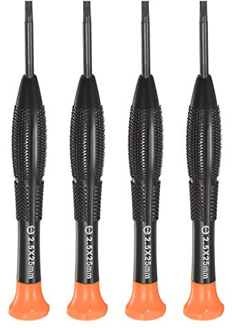sourcing map 4pcs Precision Slotted Screwdriver 2.5mm Flat Head Swivel Lid Non-Slip Plastic Handle for Phone Watch Eyeglasses Electronics Repair