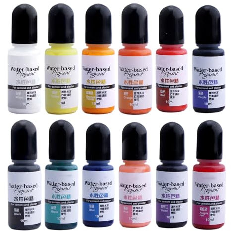 vsilay Wasserlösliche Pigmente, Rot, Gelb, Grün, Blau, Schwarz, Bodenfliesen, Zement, Farbfarbe für Gips, 12 Farben