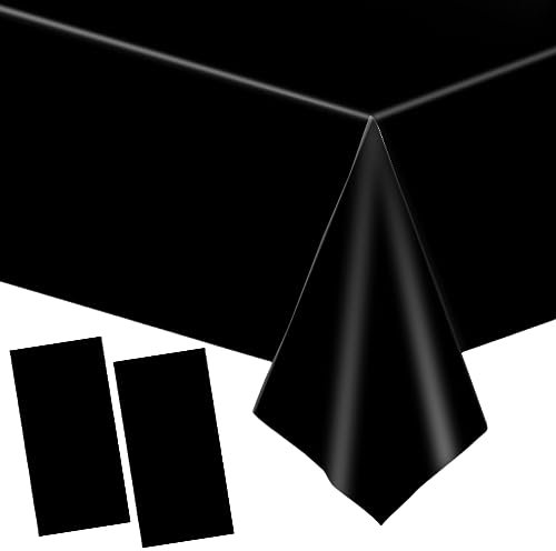 2 Stück Einweg Tischdecke Schwarze Papiertischdeck Roll Kunststoff Party Tischdecken,137*274cm Papiertischdecken Rolle Wasserdichte Tischtuch für Bienen Party,Kindergeburtstag,Thanksgiving,Halloween