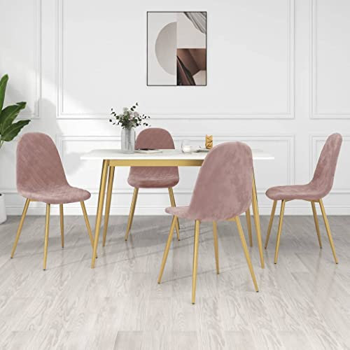 Homgoday Esszimmerstühle Essstühle Küchenstuhl Esszimmerstuhl Wohnzimmerstuhl Essgruppe Stuhl Esszimmer für Küche Esszimmer Wohnzimmer 4 STK. Rosa Samt