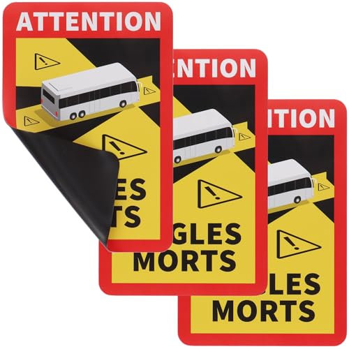 3x Toter Winkel magnetisch Angles Morts Frankreich LKW Bus über 3,5t Hinweis Schild (Bus)
