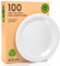 100 Piatti in Bioplastica Monouso 100% Ecologici - Diametro 21 cm - Ultra Resistenti e Rigidi in Bioplastica (PLA) - Biodegradabili & Compostabili - Perfetti per Picnic, Barbecue e Feste – Bianco