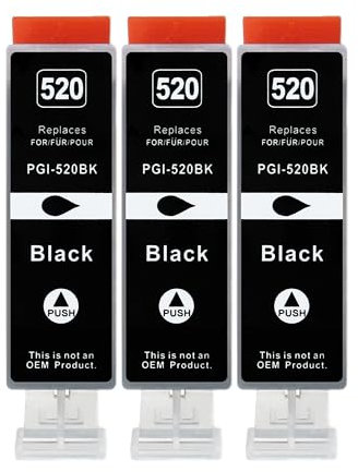 3 XXL Druckerpatronen kompatibel zu PGI-520 BK Schwarz für Canon PIXMA IP3600 IP4600 IP4600x IP4700 MP540 MP540x MP550 MP560 MP620 MP620B MP630 MP640 MP980 MP990 MX860 MX870