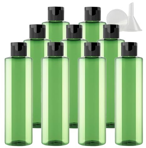 PQPAUTY 48 pièces 250ml Vert Vide Plastique Bouteille avec Noir Bouchon à Bascule de Lotion pour lotions crèmes gels shampooing