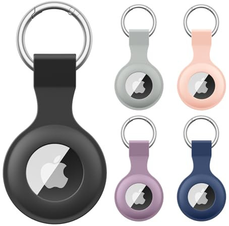 5 Pièce Étuis pour Apple AirTag 2021, Airtag Porte Clé - Anti-Chute et Anti-Rayures pour Animaux Portefeuilles et Bagages, Compatible avec Le Nouvel Air tag Locator Tracker Étui (Pack B)