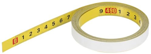 PATIKIL Selbstklebendes Maßband 5m Stahl Maßband Körper Links nach rechts, Werkbank-Lineal mit klebriger Rückseite für Holzarbeiten Nähen Sägen Zeichentisch, Gelb