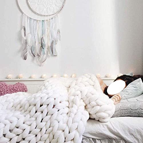 XLJLKJDS Handmade Giant Chunky Knit Throw Blanket Throw, Handmade Chunky Knit Blankets, Merino Wool Blend Arm Knit Throw Fashion Sofa Blanket Yoga Mat Rug Home Decor Gift