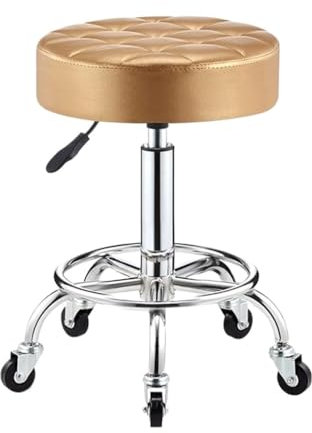 MEIZHITU Barstuhl Tresenhocker Barhocker Mit Rollen, Drehbar, Höhenverstellbar, PU-Leder, Barstuhl, Büro-/Ladenhocker Mit Fußstütze Bistrohocker Designer Hocker(A)