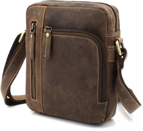 ekavale Umhängetasche Herren Leder - Schultertasche für Männer (Wood)