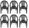 simpa Solana BLACK Stackable Low Back Plastic Garden Chairs - Set of 6