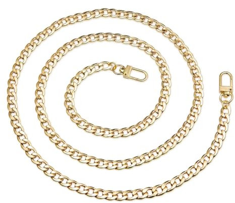 WeddHuis Chain Purse Strap Metal Chain, Crossbody Purse Shoulder Strap Replacement, short shoulder purse chain, handbag chain strap, wallet chain with buckles (100cm, Golden)