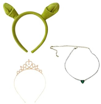 KoleGoe Prinzessin Fiona Krone Set Stirnband, Halskette und Krone Dekoration Halloween Cosplay Zubehör