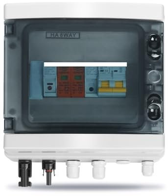 Solar photovoltaic PV Combiner Box With Lightning Protection 1 input 1 out DC 600V Fuse MCB Box IP65 EKFBQBGW(20A DC MCB)