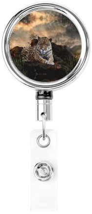 Afrikanischer Tier-Leoparden-Metall, einziehbar, volle Breite, Schlüsselanhänger-Clip, geeignet für Büroangestellte