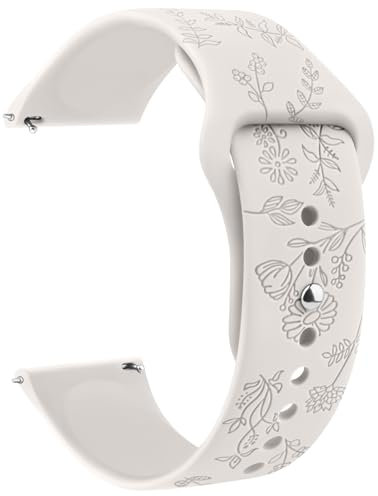 ZGCE Floral Gravierte Armband 20mm 22mm Uhrenarmbänder, Wasserdichtes Silikon Armbänder, Mit Schnellverschluss Verstellbares Ersatzarmband für Herren Damen (22mm, Sternenlicht)