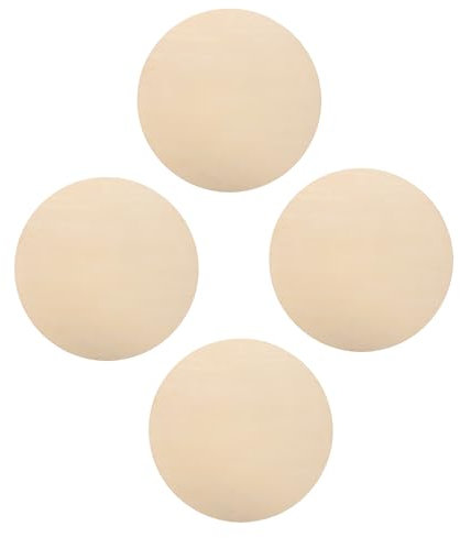 4 Stück Runde Holzscheiben Khaki zum Basteln und Bemalen
