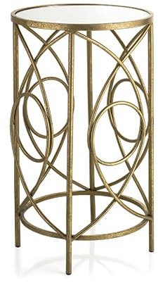 Baroni Home Niedriger, Zylindrischer Couchtisch mit Spiegelfläche und Goldmetalldesign, Eleganter Tisch für Wohnzimmer und Schlafzimmer, 35x60 cm