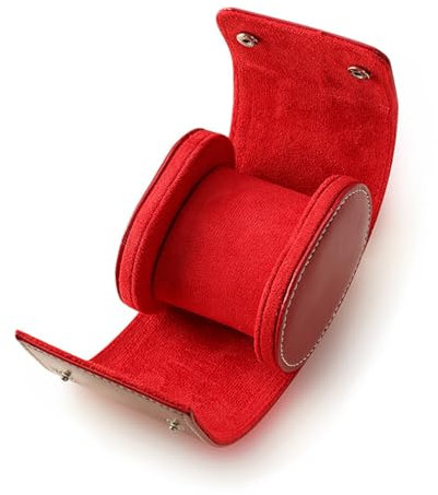 WJUHYGTF Luxus Pu Leder 1-Schlitze Uhrenrolle, Reiseetui Aufbewahrungsetui Für Geschenkbox Weihnachten Jubiläum Geburtstag Rolle Handgefertigte Uhrenetui Uhrenbox,Rot